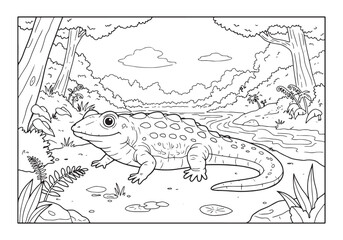 Koolasuchus Aquatic Predator in a Black and White Coloring Book