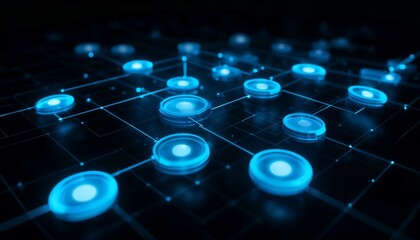Futuristic Digital Network Illustration With Interconnected Luminous Nodes