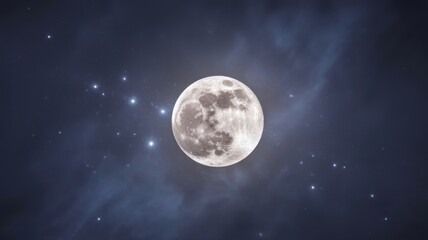 Obraz premium Moon amidst stars and planets, a tranquil celestial alignment in the night sky.