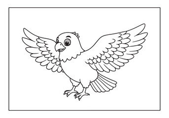 Obraz premium Adorable Buzzard Bird Spreading Wings Coloring Page for Children