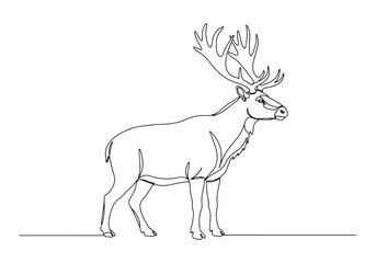 Fototapeta premium Elegant megaloceros continuous line drawing captures graceful fo