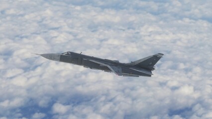 military fighter jet in flight 3d render