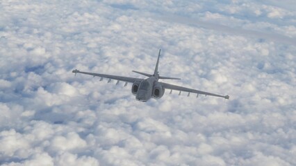 military fighter jet in flight 3d render