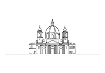 Obraz premium Elegant one-line drawing of the Basilica of Saint Paul in black