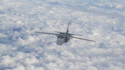 military fighter jet in flight 3d render