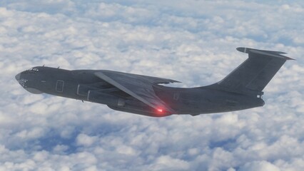 military fighter jet in flight 3d render