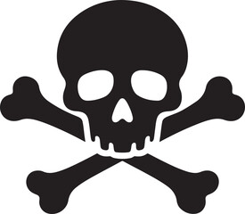 Crossbones and skull death silhouette flat icon vector, crossbones clip art