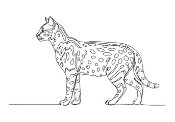 Fototapeta premium Elegant Savannah Cat Illustration in Continuous Line Art Style