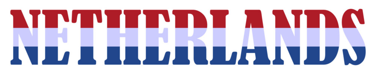 Emblem banner state Netherlands flag national symbol vector illustration isolated. Patriotic sign of state in Europe, EU member. Travel and trip souvenir Netherlands sticker for tourists. Holland.