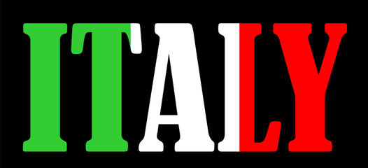 Emblem banner state Italy flag national symbol vector illustration isolated. Patriotic sign of state in Europe, EU. Travel and trip souvenir Italy sticker for tourists. Europe Union. T shirt print.