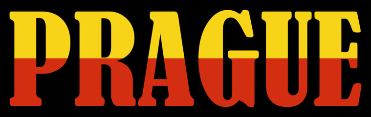 Emblem banner Czech capital city Prague flag symbol vector illustration isolated. Patriotic sign of town in Czech Republic, Europe EU. Travel trip souvenir Prague sticker. Tourists T shirt print stamp