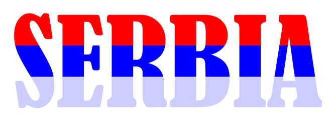 Emblem banner state Serbia flag national symbol vector illustration isolated. Patriotic sign of state in Europe, Balkan. Travel and trip souvenir Serbia sticker for tourists. T shirt print.
