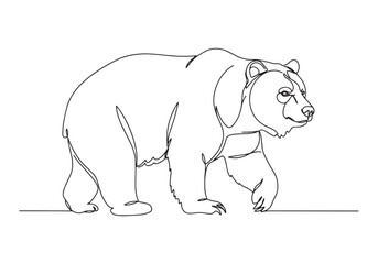 Single Line Drawing of a Short-Faced Bear, Minimalist Black and