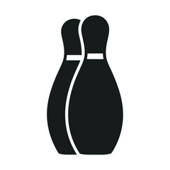 Ten-pin bowling with abstract, red liquid in glass bottle silhouette vector on white background