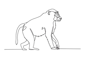Obraz premium Elegant continuous line drawing of a baboon in minimalist style