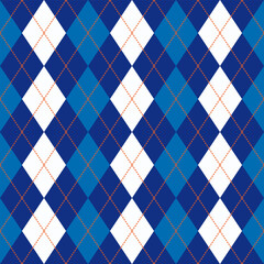blue white colors argyle seamless pattern, winter holidays vector background