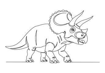 Obraz premium Triceratops Illustration, Single Continuous Line Drawing of a Pr