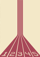 1970s sports/athletics poster with copyspace. Track and field vintage colored stripes.