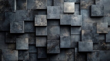 Intriguing abstract arrangement of textured geometrical blocks with subtle tonal shifts