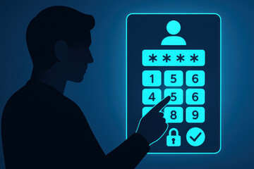 Man using glowing phone screen.