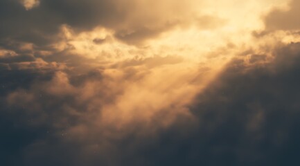 Fototapeta premium An abstract fantacy background of golden light shining through clouds, hazy and blurry