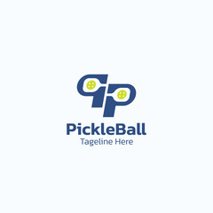 pickleball logo design vector template