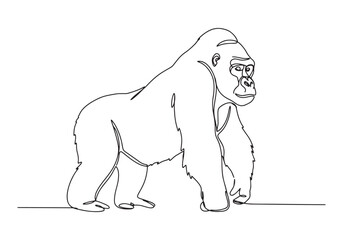 Striking one-line drawing of a gorilla, minimalist illustration