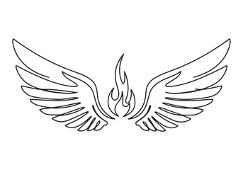 Obraz premium Elegant Minimalist Winged Flame Continuous Line Art Illustration