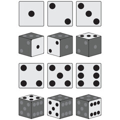 Flat Vector Illustration Showing All Dice Sides