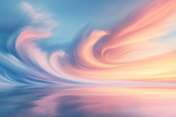 Vibrant clouds swirl above a tranquil sea at sunset creating a stunning visual experience for nature lovers