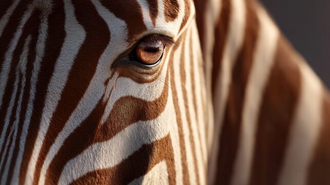 Close-up of zebra eye with distinctive striped pattern