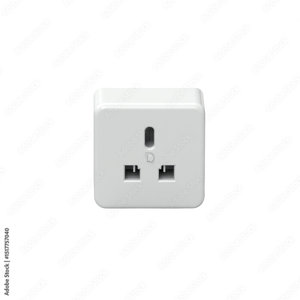 Poster white electrical power socket with two plug openings isolated on a transparent background demonstrat