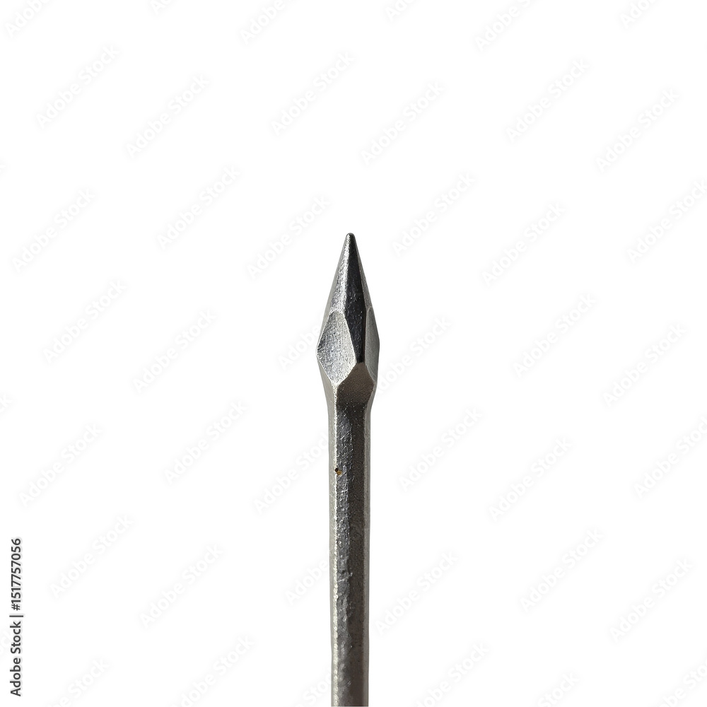 Poster close-up view of a single screwdriver head isolated on a transparent background with detailed metall
