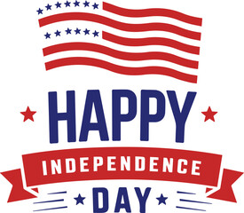 Obraz premium Colorful Happy Fourth of July Design with Waving American Flag and Bold Typography, Colorful Fourth of July Design with Waving American Flag and Bold Text