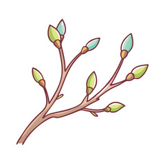 Spring Branch with Buds Popping Artwork Shows New Beginnings and Growth