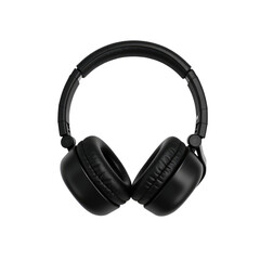 Obraz na płótnie Canvas transparent modern wireless headphones with over-ear design positioned on a transparent background highlighting sleek contours and ergonomic padding.