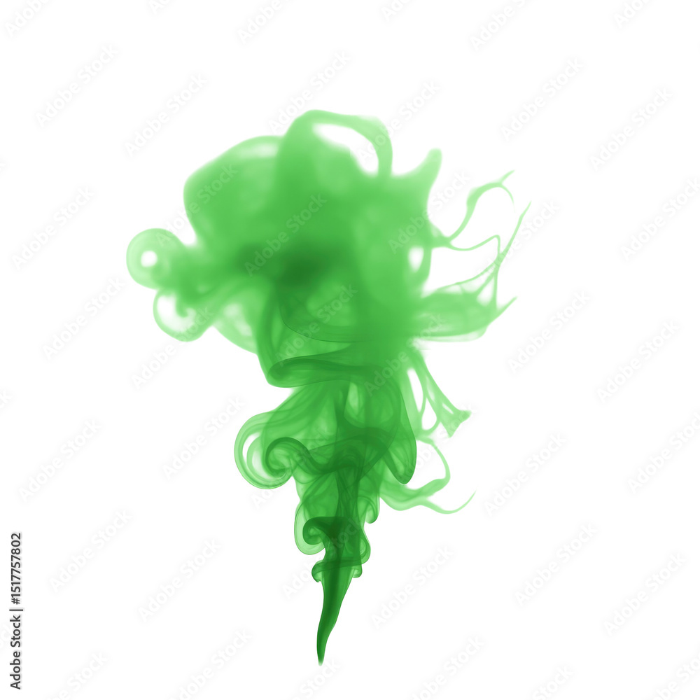 Poster green abstract smoke design with swirling patterns on transparent background, visually striking and 