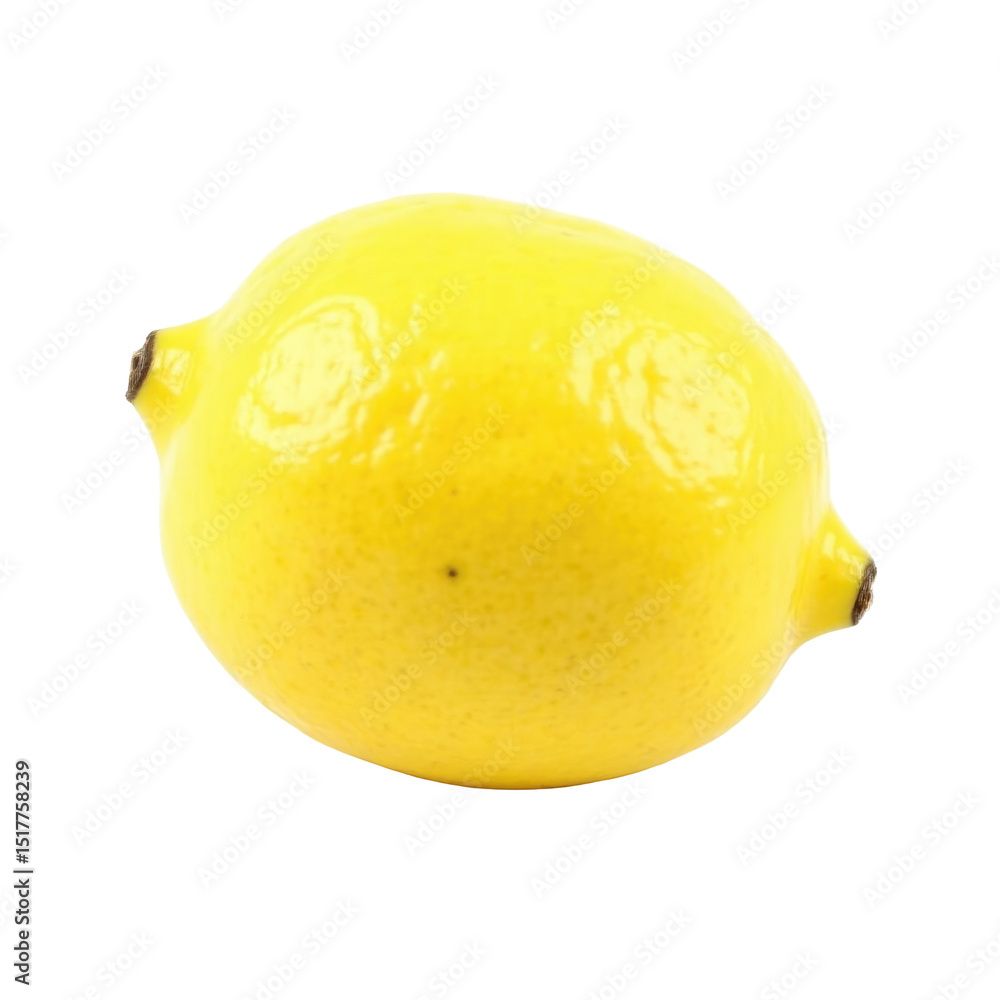 Poster fresh ripe lemon isolated on transparent background with full depth of field highlighting its textur