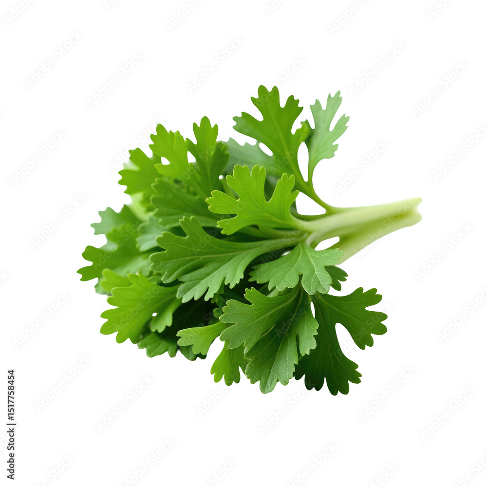 Poster fresh green parsley leaf isolated on a transparent background displaying its vibrant color and uniqu
