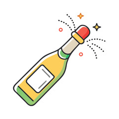 Festive champagne bottle popping with sparkling elements for celebration concept art