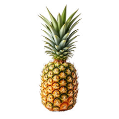 Fototapeta premium Fresh ripe pineapple with vibrant green leaves and textured skin isolated on a transparent background showcasing its unique shape and color details