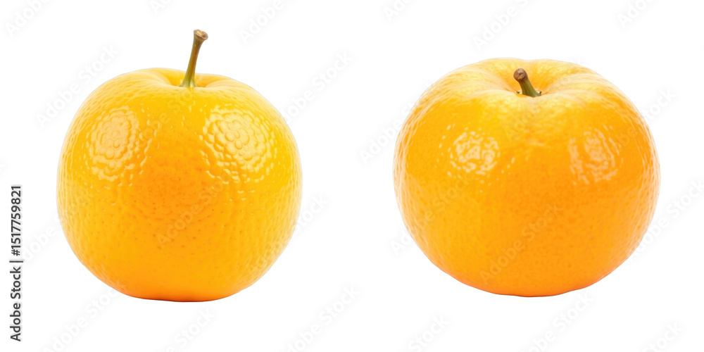 Aufkleber bright orange fruit isolated on a transparent background displaying a smooth textured surface with n