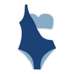 Isolate summer holiday  on white background. Sticker featuring various beach and summer-related items such as bikini.