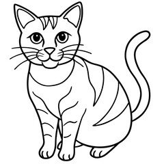 Obraz premium Cute black and white domestic cartoon kitten with a funny tail