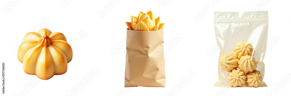 Poster crispy lotus blossom cookies displayed individually and in packaging on a transparent background sho