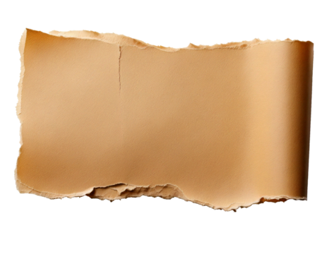 Torn, ripped, or jagged paper edge in soft beige color, delicately textured and naturally uneven, perfect for design, scrapbooking, digital collages, and presentation backgrounds, isolated on clean wh