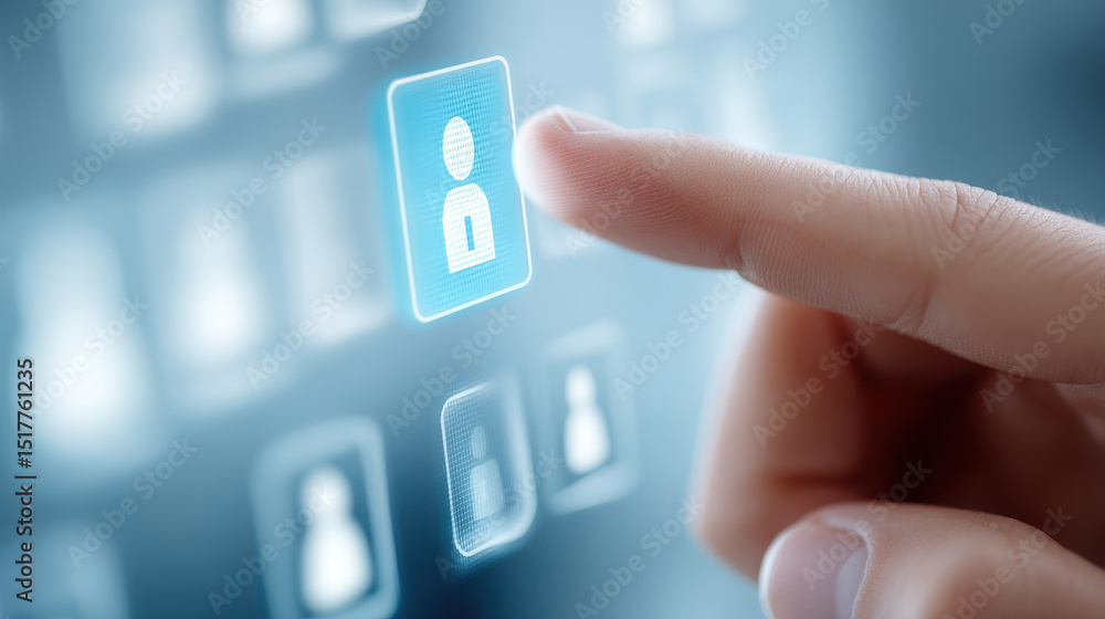 Poster client touches padlock icon on security system in cyberspace to protect personal datum and informati