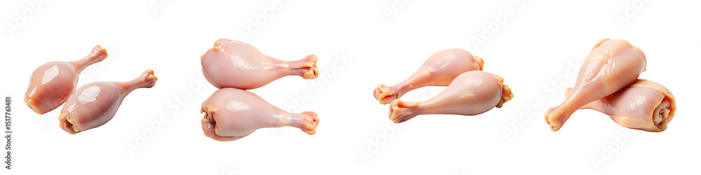 Aufkleber raw chicken drumsticks arranged in pairs displaying different angles isolated on transparent backgro