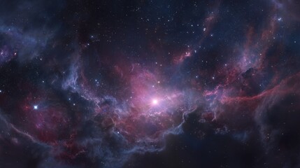 Obraz premium Cosmic Nebula with Pink and Purple Hues in Dark Space