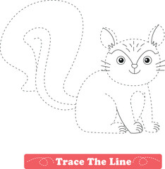 Handwriting Practice. Tracing lines and coloring squirrel for children. Vector Illustration